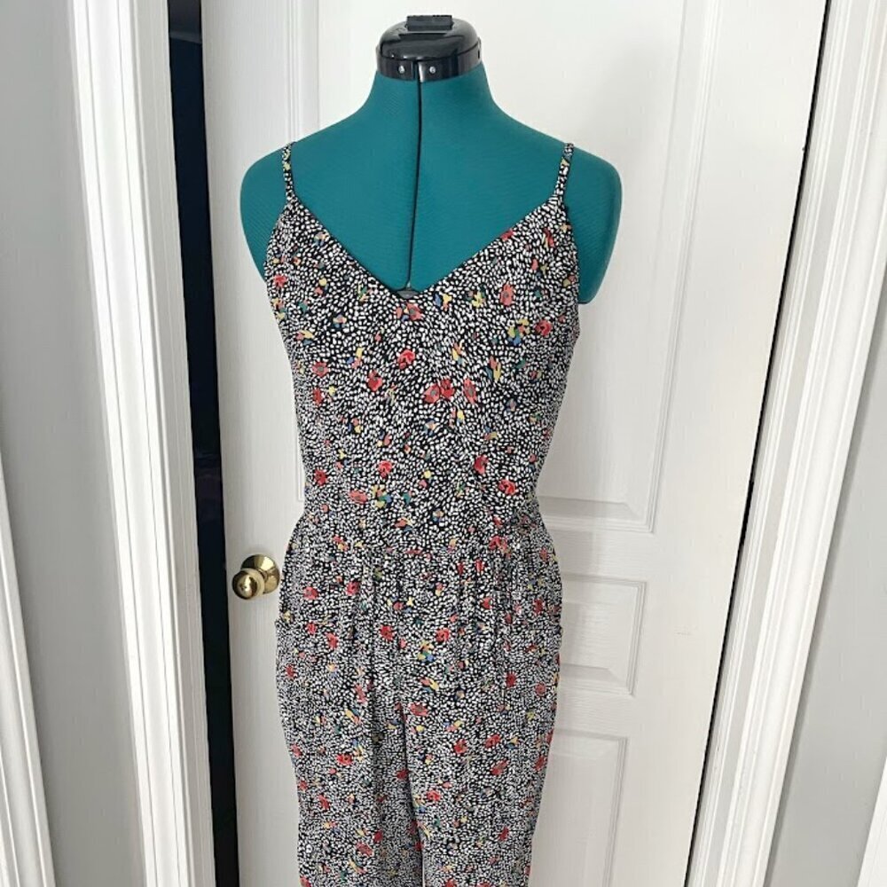 Anthropologie Elevenses Peonia Floral Lightweight Straight Leg Romper Jumpsuit